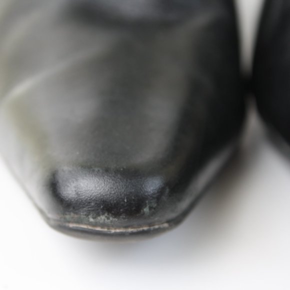 size 7 1/2 Anne Klein iFlex Ankle boots w/ Buckle pointed toe black leather - Picture 6 of 9